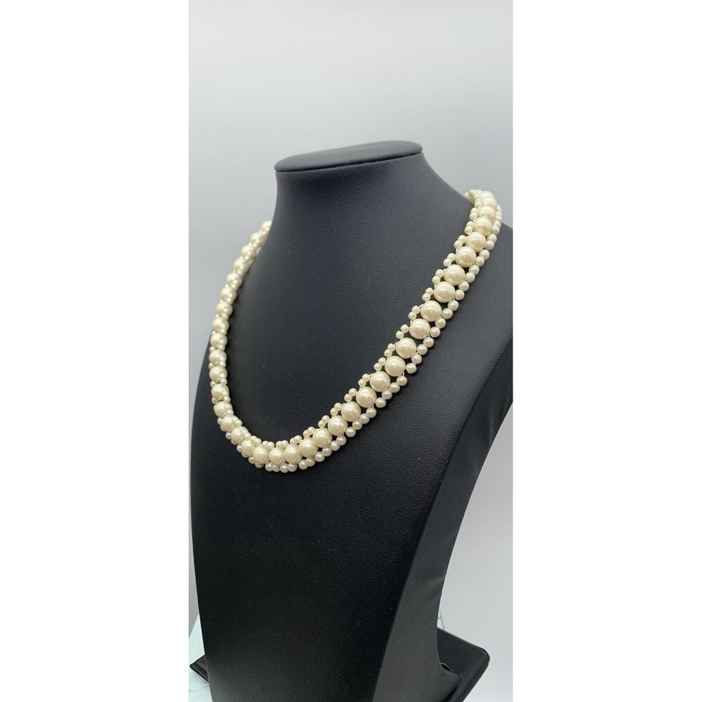 Vintage Signed SAO For Avon Faux Pearl Choker Necklace 18" Dainty Classic - Picture 2 of 5